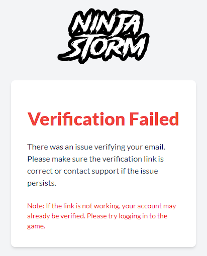In case of verification failed In case of verification failed - Ninja Kaizen game feature screenshot showing in case of verification failed system
